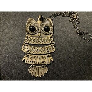Brass Vintage Owl Necklace 24in Chain